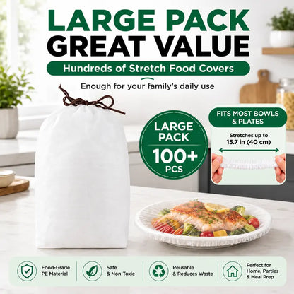 100pcs Instant Elastic Food Storage Covers – Universal Stretch Bowl Caps for Maximum Freshness