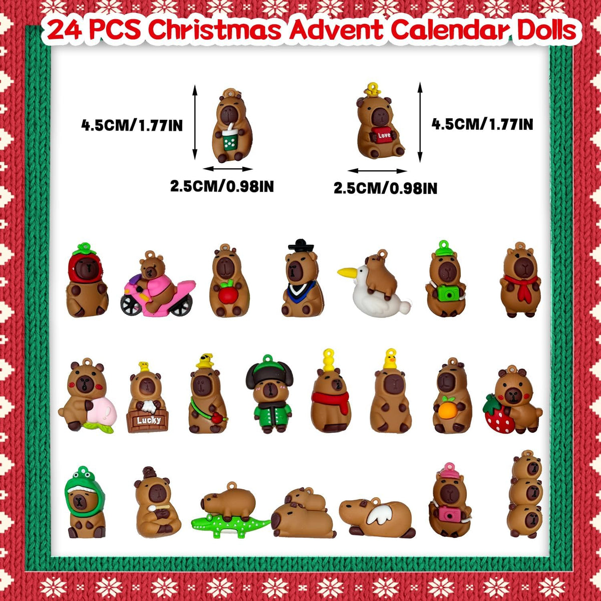 Capybara 24-piece advent calendar set, source product photo.
