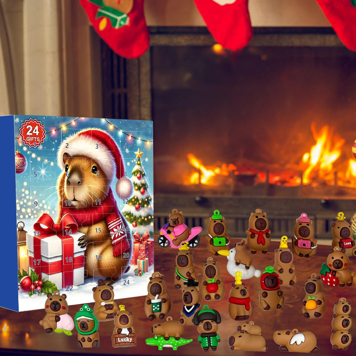 Capybara 24-piece advent calendar set, source product photo.