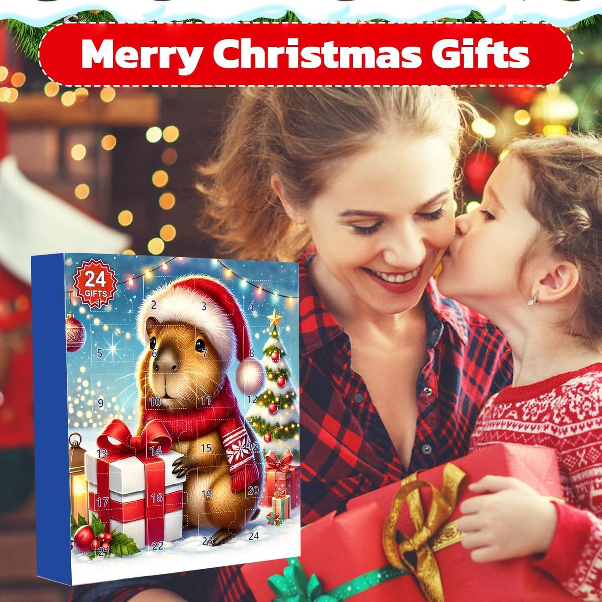 Capybara 24-piece advent calendar set, source product photo.