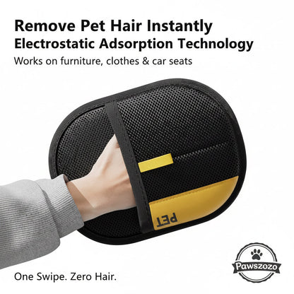 Black pet hair remover glove. Two gloves per set; source product photo.