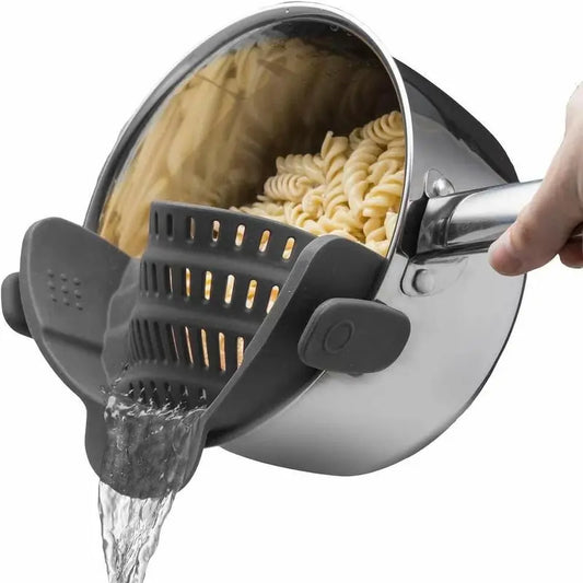 Grey clip-on strainer