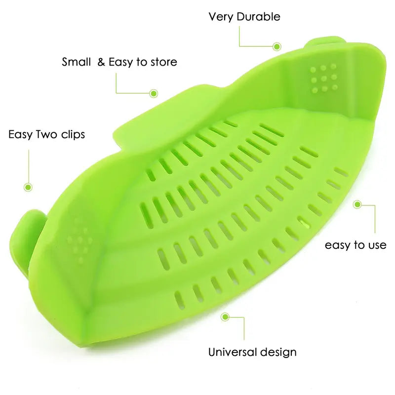 Green clip-on strainer