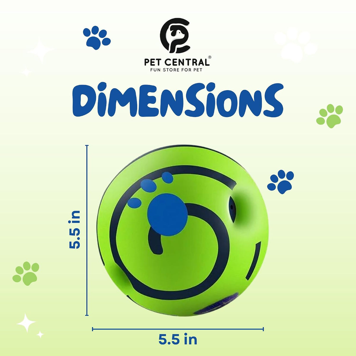 Green 5.5-inch interactive giggle dog ball; original source product photo.