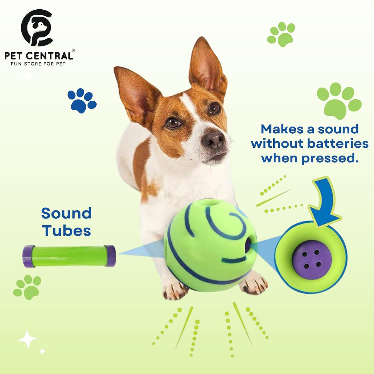 Green 5.5-inch interactive giggle dog ball; original source product photo.