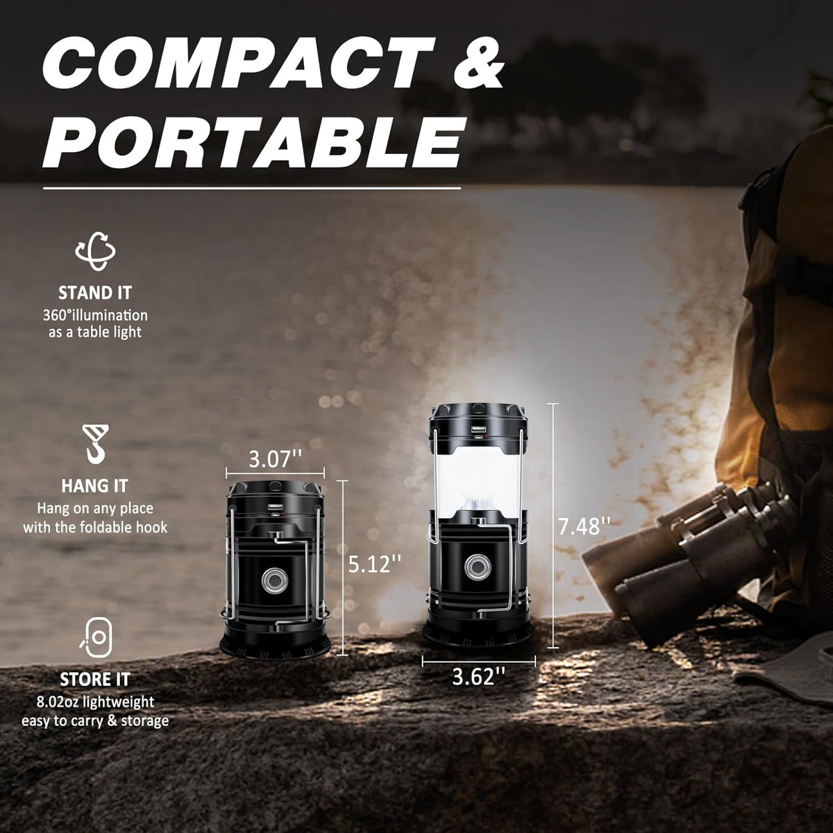 Collapsible LED Camping Lantern & Emergency Phone Charger Power Bank