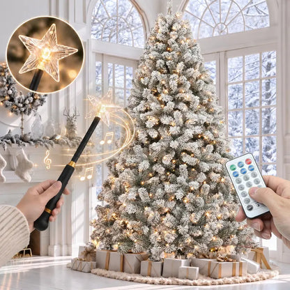 6 FT Pre-Lit Flocked Snowy Christmas Tree with Remote