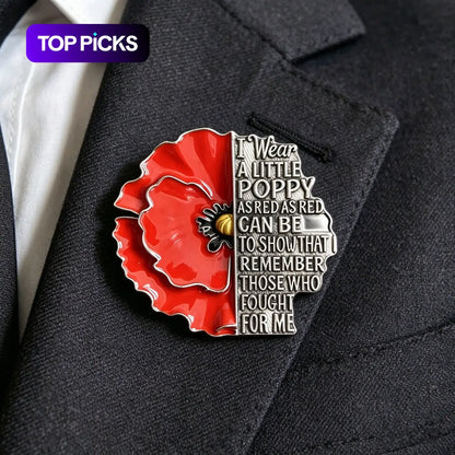 Poppy Remembrance Brooch Pin Engraved Honor Poem Badge For Suit Lapel | Buy 1 Get 1 Free