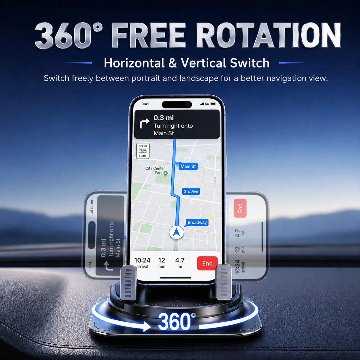 360° Rotating Dashboard Car Phone Mount Holder