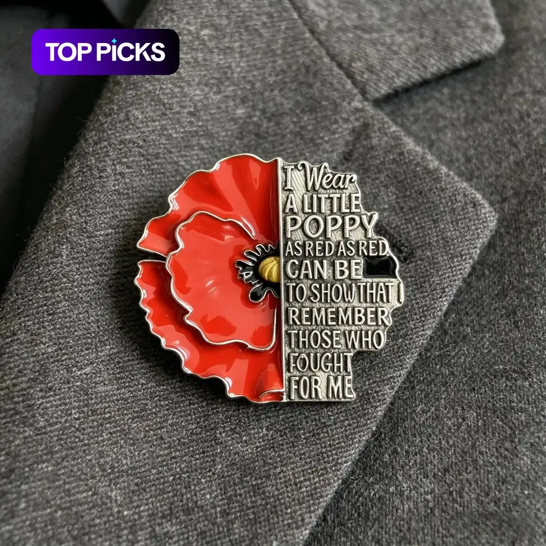 Poppy Remembrance Brooch Pin Engraved Honor Poem Badge For Suit Lapel | Buy 1 Get 1 Free