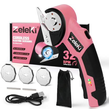 WELLMALL Zeleki 4V Cordless Electric Scissors - Rechargeable Heavy Duty Tool with Auto-Lock Safety