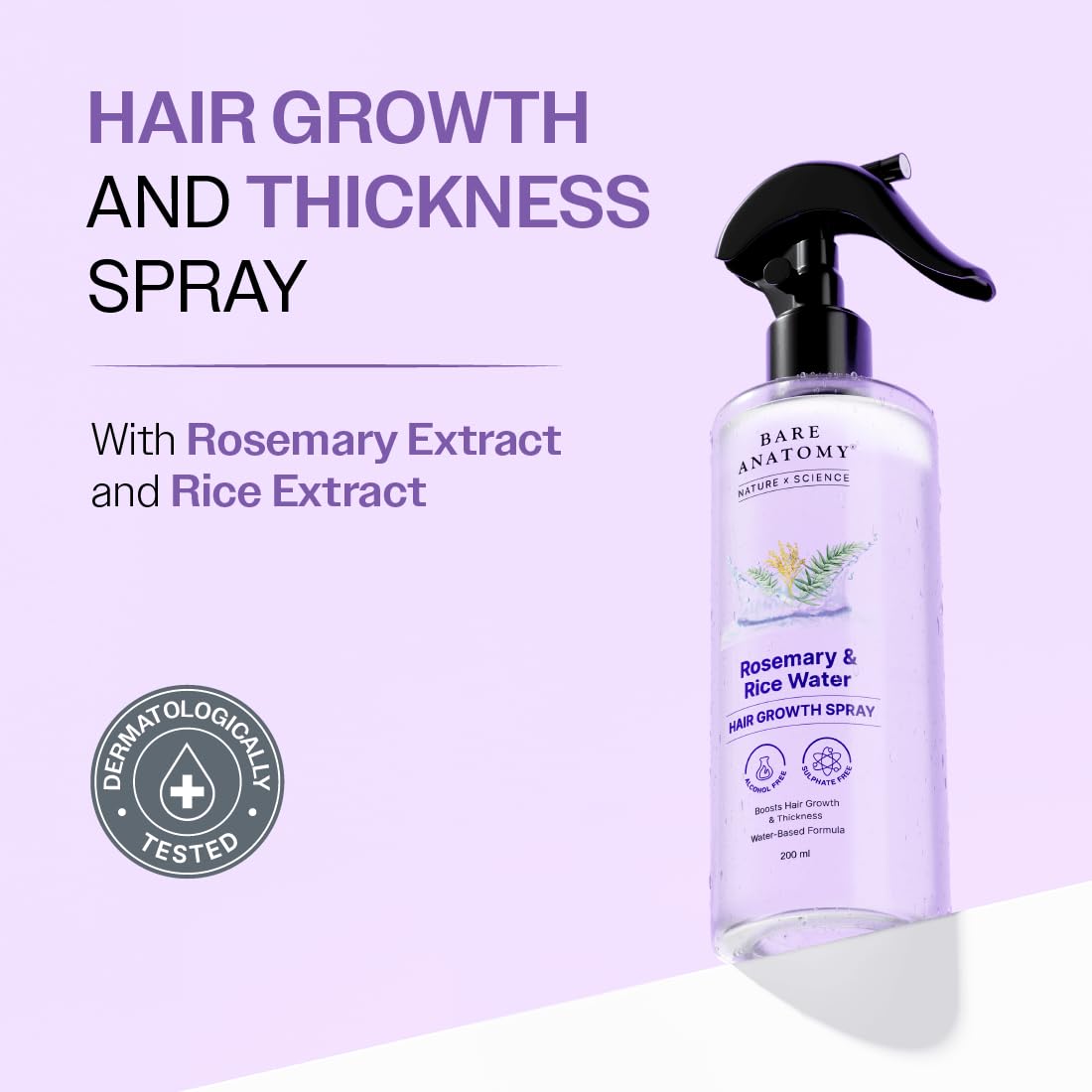 Rosemary & Rice Water Hair Growth Spray For Fuller Thicker Hair