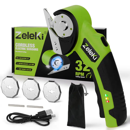 WELLMALL Zeleki 4V Cordless Electric Scissors - Rechargeable Heavy Duty Tool with Auto-Lock Safety