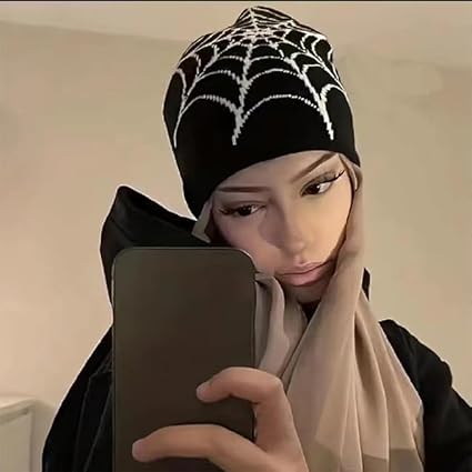 Y2K Gothic Spider Web Jacquard Knitted Beanie | Buy 1 Get 1 Free