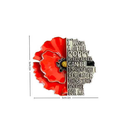 Poppy Remembrance Brooch Pin Engraved Honor Poem Badge For Suit Lapel | Buy 1 Get 1 Free