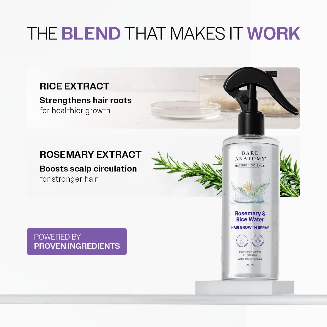 Rosemary & Rice Water Hair Growth Spray For Fuller Thicker Hair