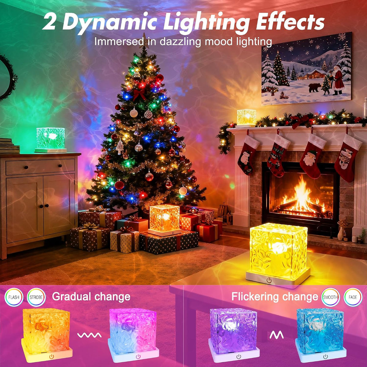 Dynamic Water Ripple Ocean Wave Projector Night Light RGB Dimmable Mood Lamp