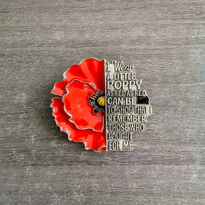 Poppy Remembrance Brooch Pin Engraved Honor Poem Badge For Suit Lapel | Buy 1 Get 1 Free
