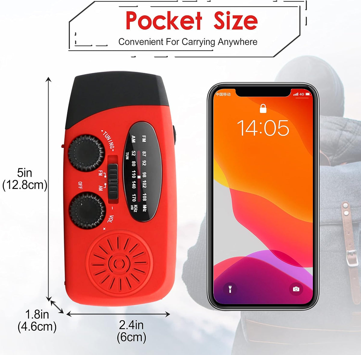2000mAh Solar Hand Crank Emergency Weather Radio LED Flashlight Phone Charger