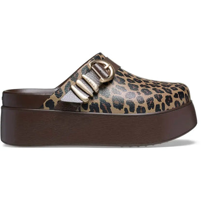 Women's Leopard Print Platform Buckle Comfort Clogs