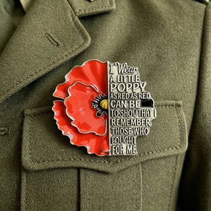 Poppy Remembrance Brooch Pin Engraved Honor Poem Badge For Suit Lapel | Buy 1 Get 1 Free