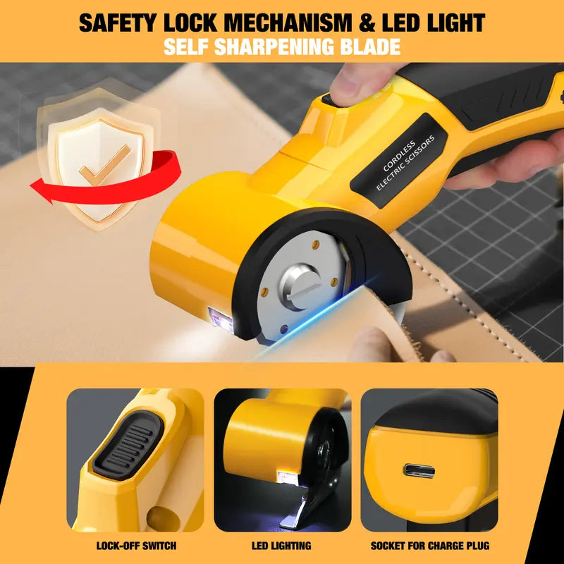 WELLMALL Zeleki 4V Cordless Electric Scissors - Rechargeable Heavy Duty Tool with Auto-Lock Safety