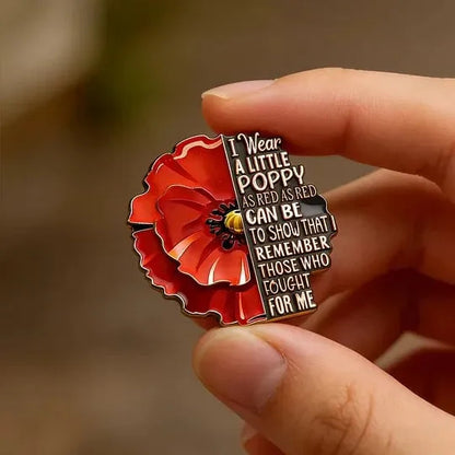 Poppy Remembrance Brooch Pin Engraved Honor Poem Badge For Suit Lapel | Buy 1 Get 1 Free