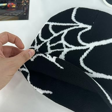 Y2K Gothic Spider Web Jacquard Knitted Beanie | Buy 1 Get 1 Free