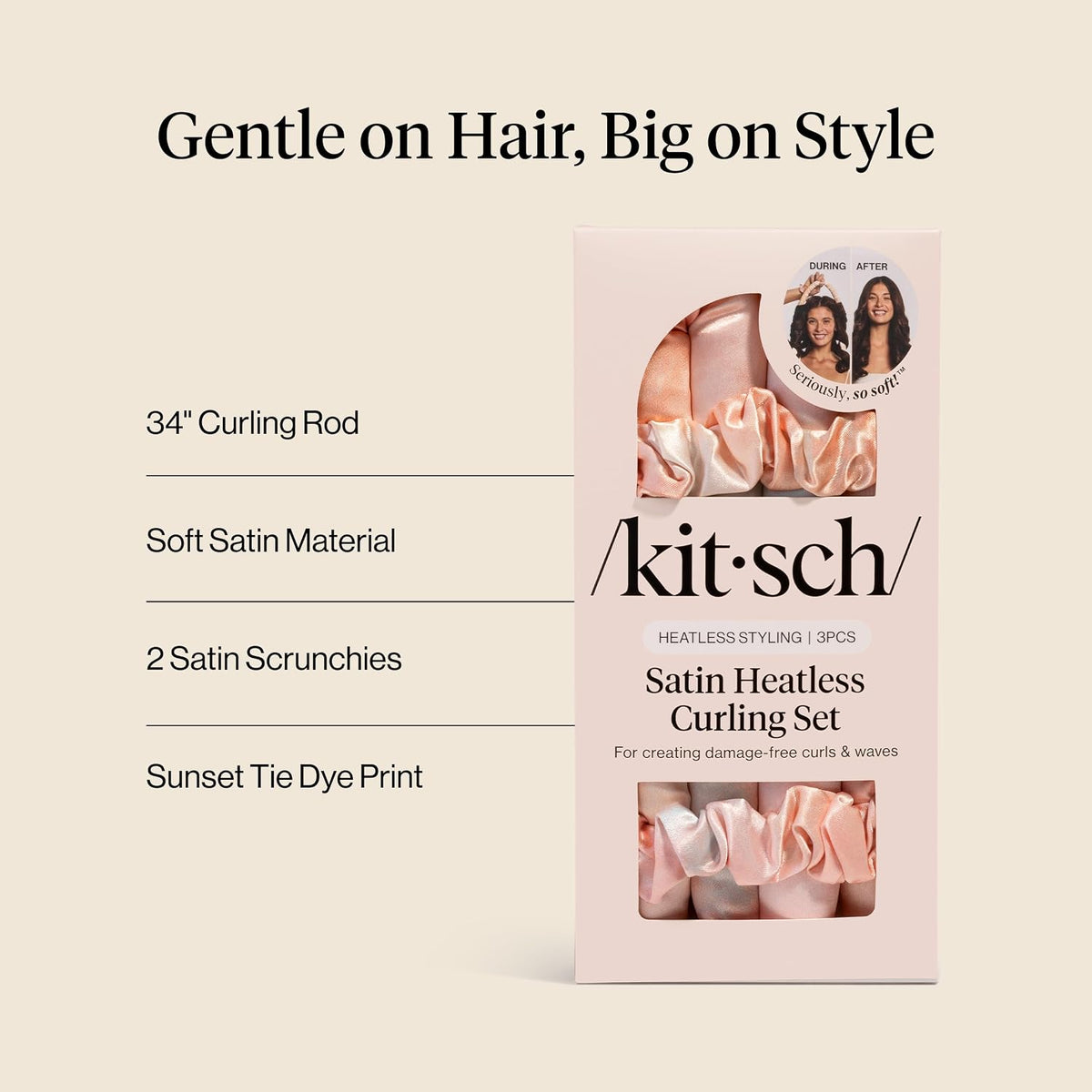 Kitsch Satin Heatless Curling Set - Heatless Hair Curler To Sleep In | Buy 1 Get 1 Free