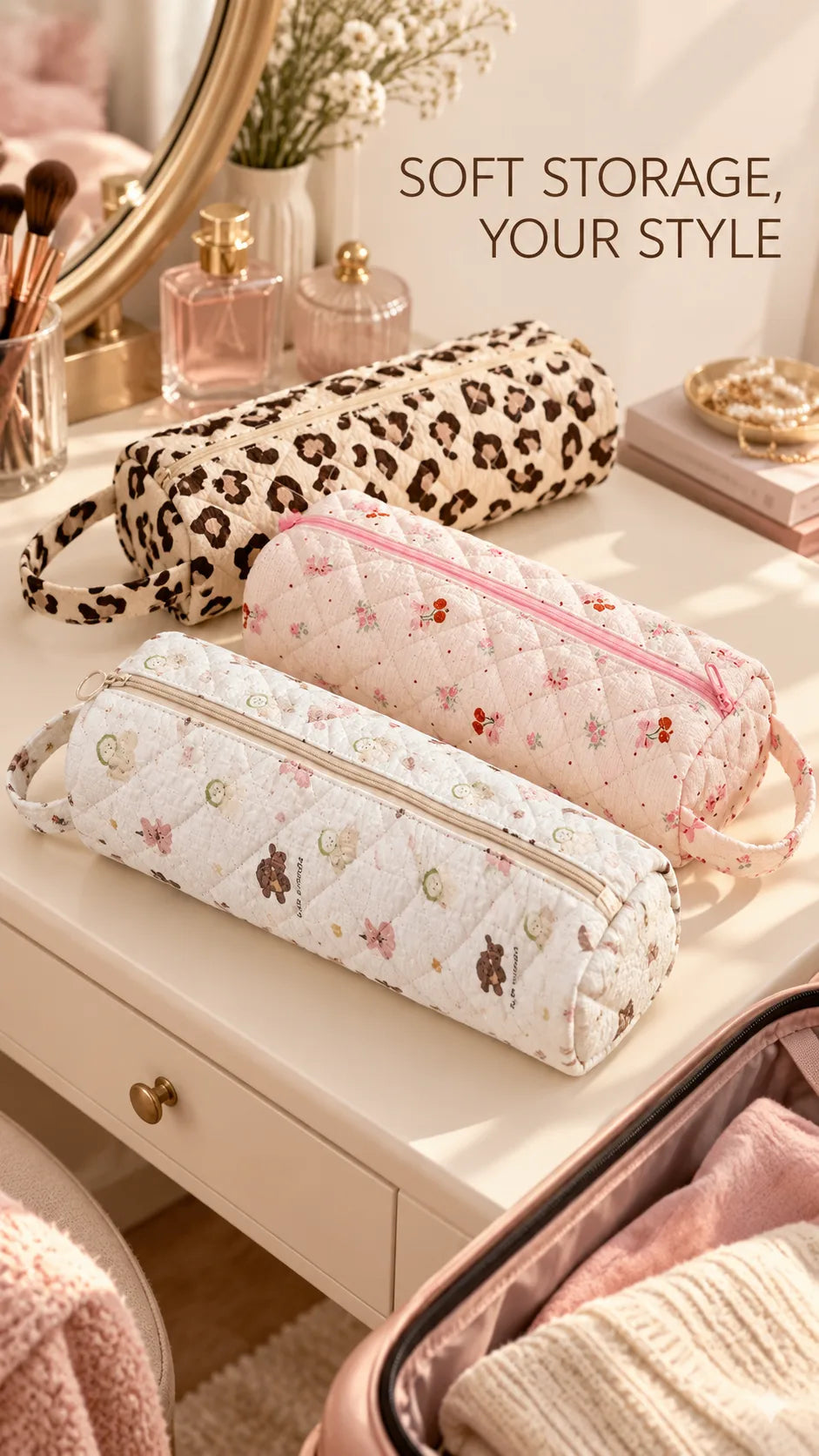 Quilted Multi-Purpose Storage Bag - Portable Cosmetic & Toiletry Organizer | Buy 1 Get 1 Free