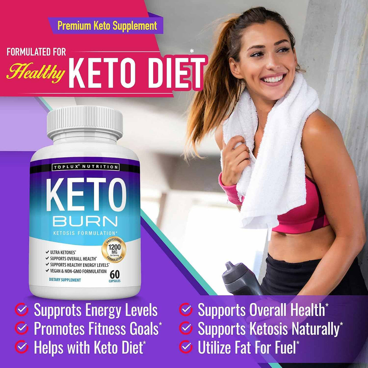 1200mg Ultra Keto Burn Capsules for Rapid Ketosis & Sustained Clean Energy | Buy 1 Get 1 Free