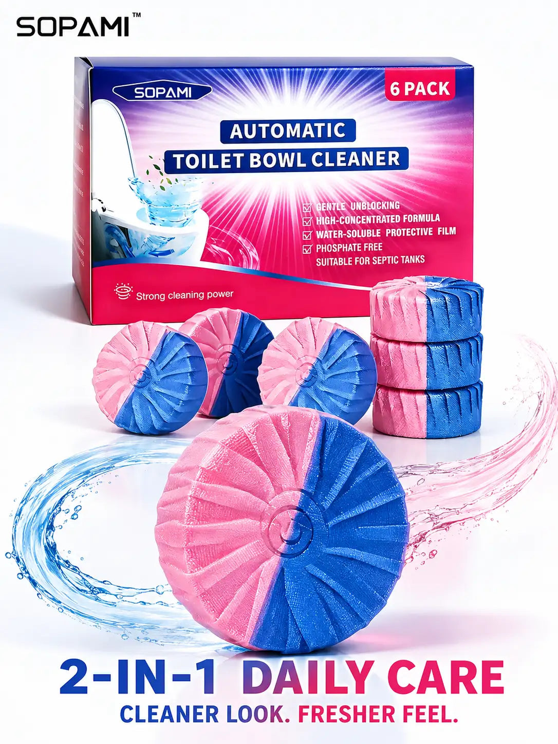 Automatic Toilet Bowl Cleaner Tablets – Deep Stain Removal & Instant Deodorizing