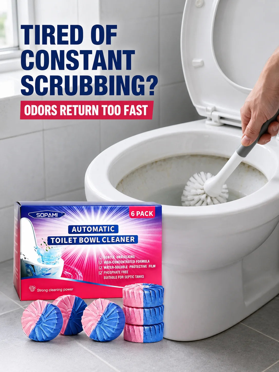 Automatic Toilet Bowl Cleaner Tablets – Deep Stain Removal & Instant Deodorizing