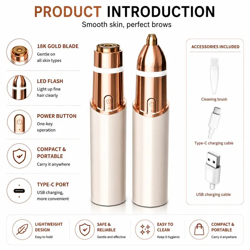 2-in-1 Electric Facial Hair Remover & Precision Eyebrow Trimmer | Buy 1 Get 1 Free