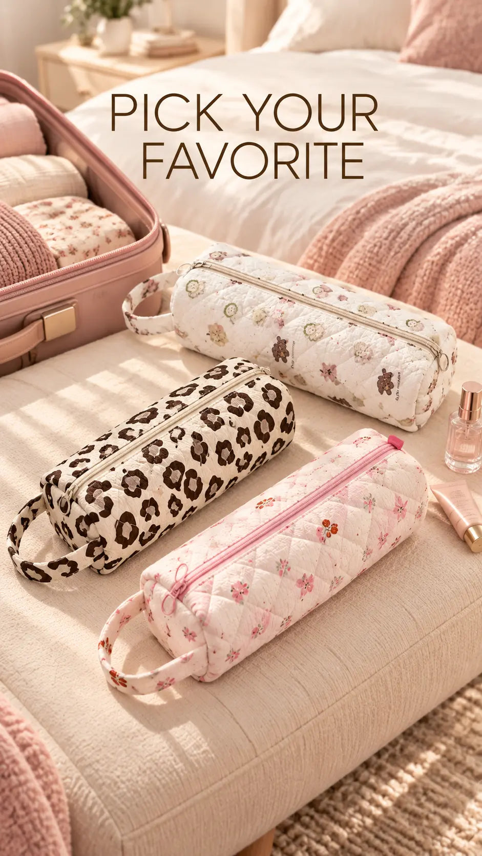 Quilted Multi-Purpose Storage Bag - Portable Cosmetic & Toiletry Organizer | Buy 1 Get 1 Free