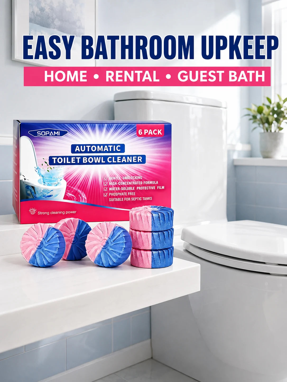 Automatic Toilet Bowl Cleaner Tablets – Deep Stain Removal & Instant Deodorizing
