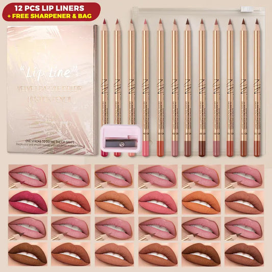 Velvet Matte Lip Liner Pencil Set for Precise Contour & All-Day Wear