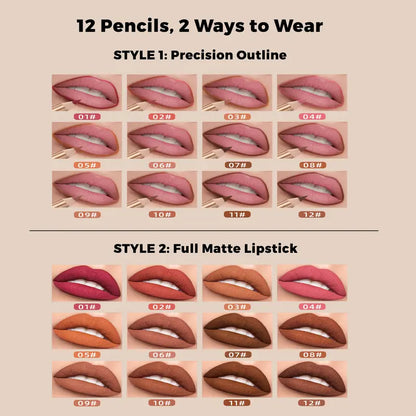 Velvet Matte Lip Liner Pencil Set for Precise Contour & All-Day Wear