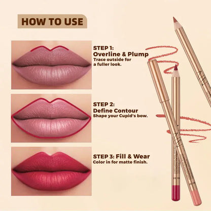 Velvet Matte Lip Liner Pencil Set for Precise Contour & All-Day Wear