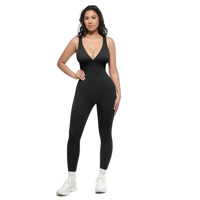 Women's Seamless Tummy Control Jumpsuit Sleeveless Ribbed Bodycon Romper