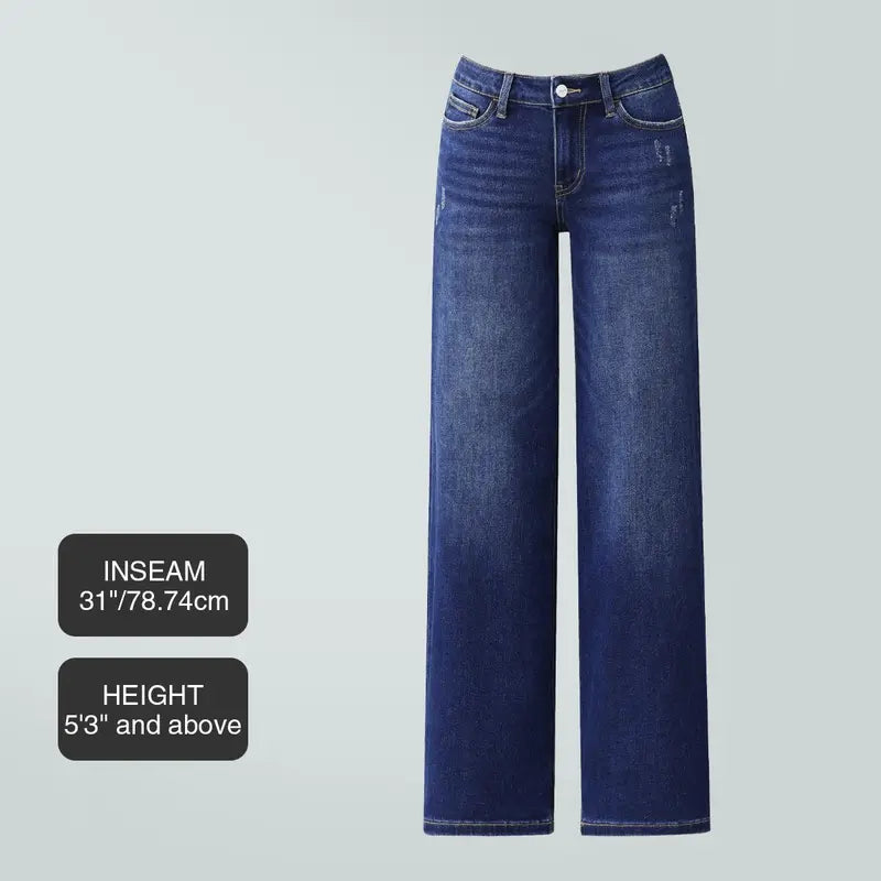 Ultra-Stretchy BBL Fit Wide Leg Denim Jeans with Tummy Control