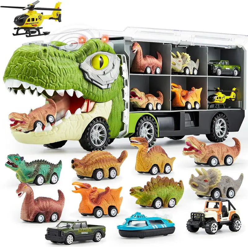 Ultimate Dinosaur Transport Truck Set with Launching Action & Storage Compartments