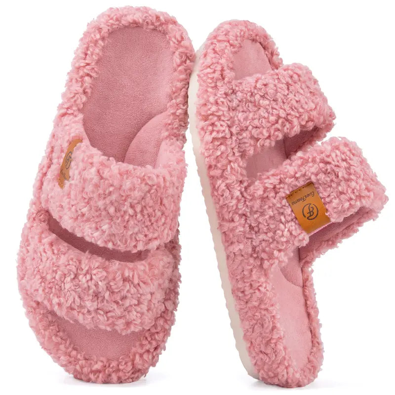 Step into Cloud-Like Comfort with Ultra-Soft Fuzzy Double-Strap Slippers