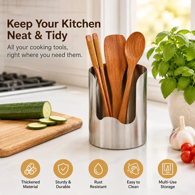 Keep Your Kitchen Neat & Tidy with Premium Stainless Steel Utensil Holder | Buy 1 Get 1 Free