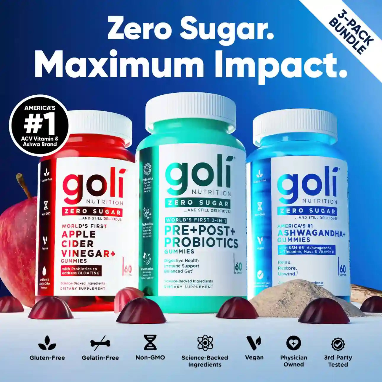 Gummies – Zero Sugar Triple Formula For Complete Gut Health & Stress Relief