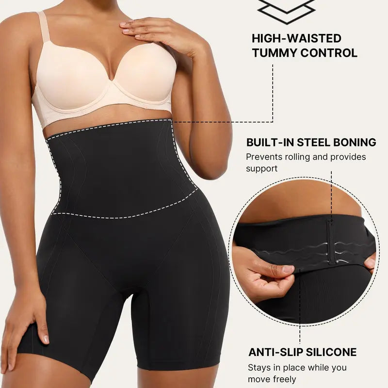 Instant High-Waisted Tummy Control & Anti-Roll Body Shaper Shorts | 2 Pack per Set