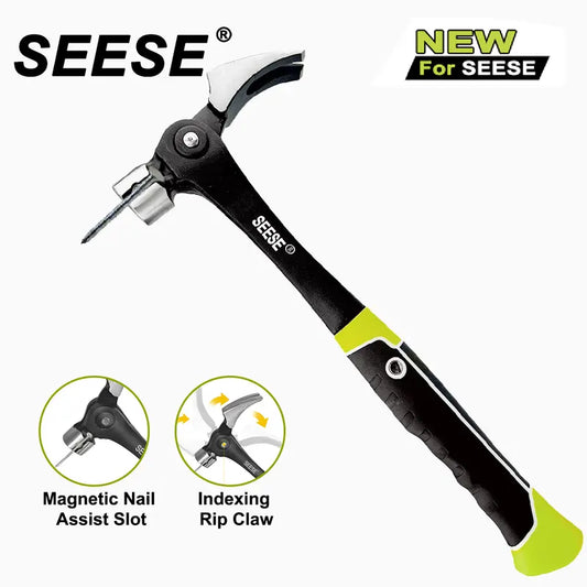 Adjustable Indexing Claw Hammer with Magnetic Nail Starter