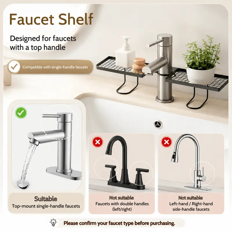 No-Drill Faucet Over-Sink Storage Rack - Instant Countertop Space Saver