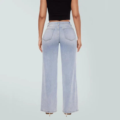 Ultra-Stretchy BBL Fit Wide Leg Denim Jeans with Tummy Control