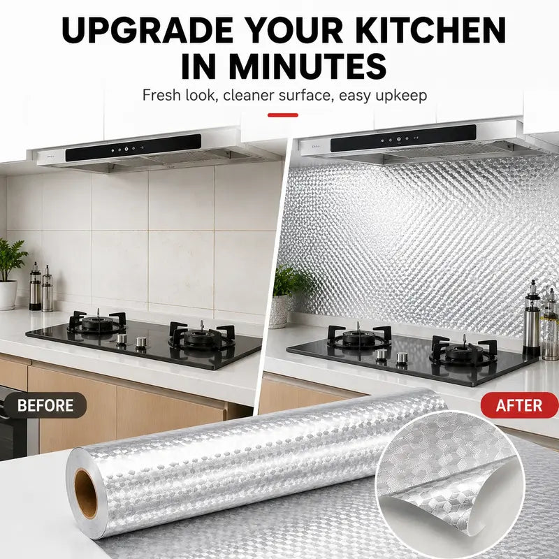 Oil-Proof Self-Adhesive Aluminum Foil Kitchen Backsplash Sticker | Buy 1 Get 1 Free